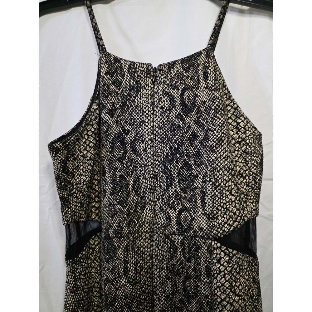 bebe Snake Print Midi Dress STYLE 0066C Size 4 Gold Halter Cutout Waist - Picture 4 of 7